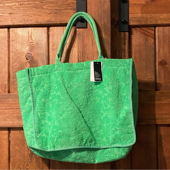 H&M Bright Green Textured Terry Tote - Picture 4 of 4